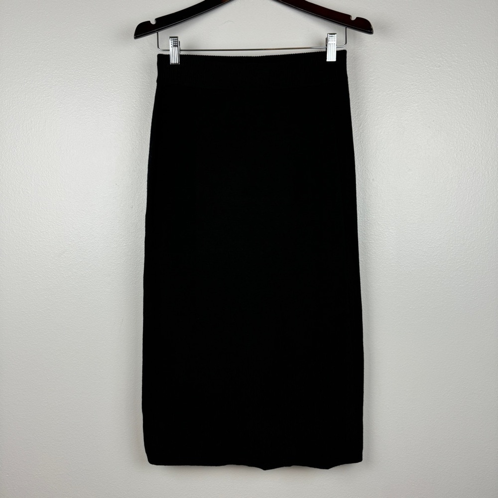 J. Crew Wrap Sweater Midi Skirt Merino Wool Black Size S NWOT